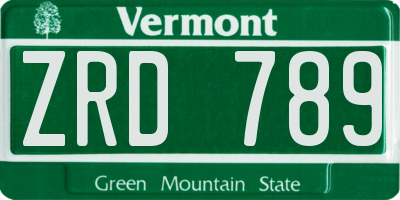 VT license plate ZRD789