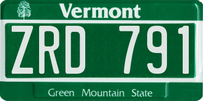VT license plate ZRD791