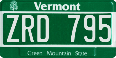 VT license plate ZRD795