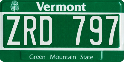 VT license plate ZRD797