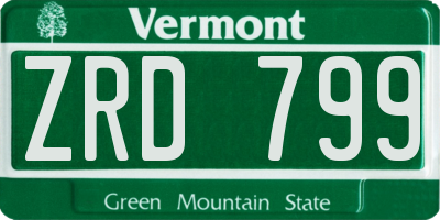 VT license plate ZRD799