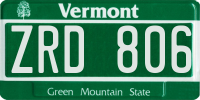 VT license plate ZRD806