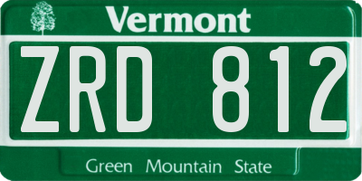 VT license plate ZRD812