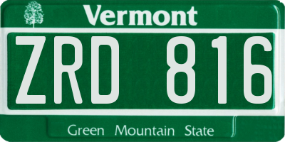 VT license plate ZRD816