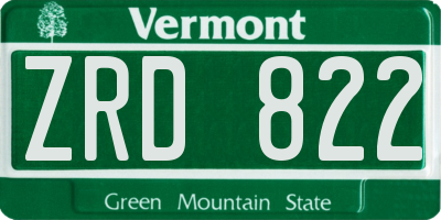 VT license plate ZRD822