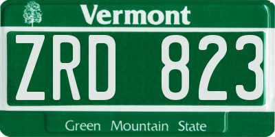 VT license plate ZRD823