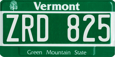 VT license plate ZRD825