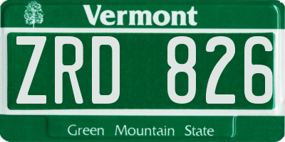 VT license plate ZRD826