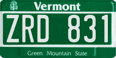 VT license plate ZRD831