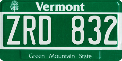 VT license plate ZRD832