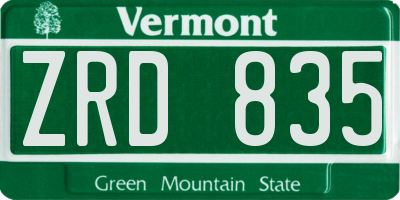 VT license plate ZRD835