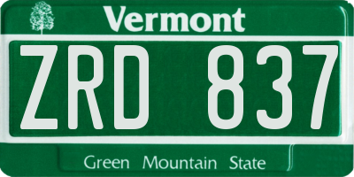 VT license plate ZRD837