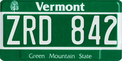 VT license plate ZRD842