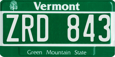 VT license plate ZRD843