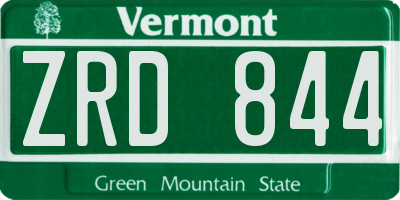 VT license plate ZRD844