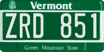 VT license plate ZRD851