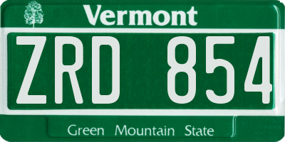 VT license plate ZRD854