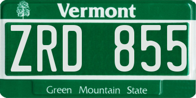 VT license plate ZRD855