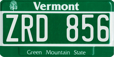 VT license plate ZRD856