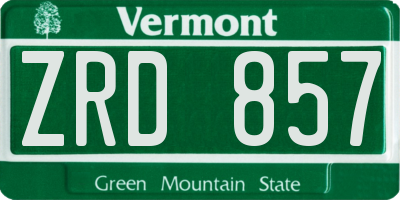 VT license plate ZRD857