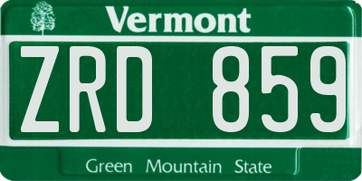 VT license plate ZRD859