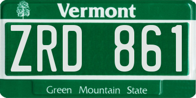 VT license plate ZRD861