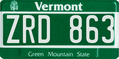 VT license plate ZRD863