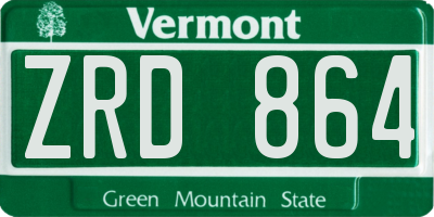VT license plate ZRD864