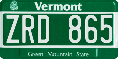 VT license plate ZRD865