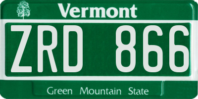VT license plate ZRD866