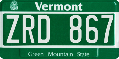 VT license plate ZRD867
