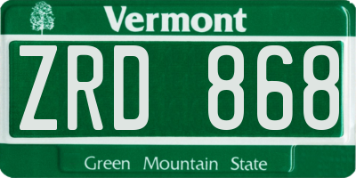 VT license plate ZRD868