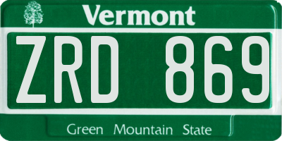 VT license plate ZRD869