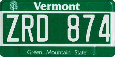 VT license plate ZRD874