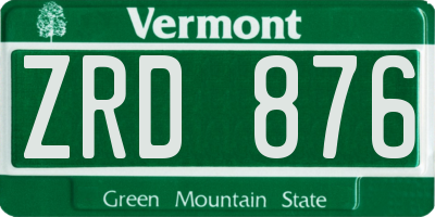VT license plate ZRD876