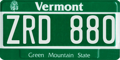 VT license plate ZRD880