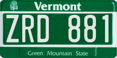 VT license plate ZRD881