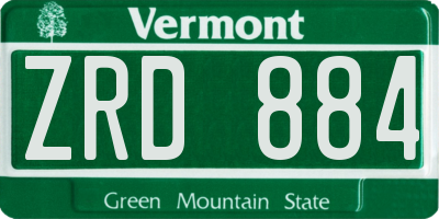 VT license plate ZRD884