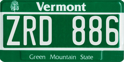 VT license plate ZRD886