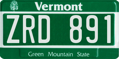 VT license plate ZRD891
