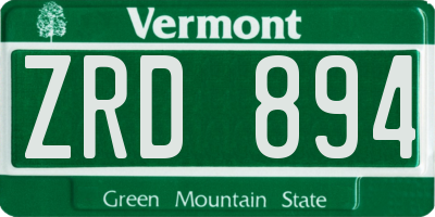 VT license plate ZRD894
