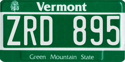 VT license plate ZRD895