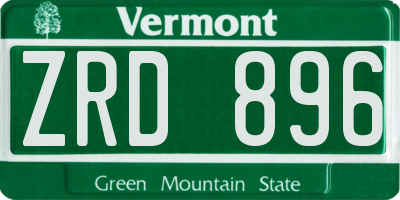 VT license plate ZRD896