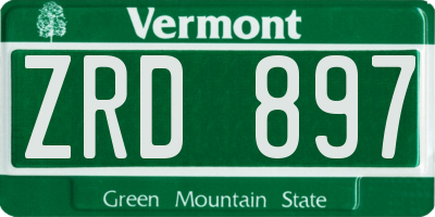 VT license plate ZRD897