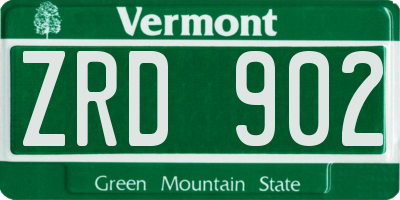 VT license plate ZRD902