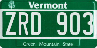 VT license plate ZRD903