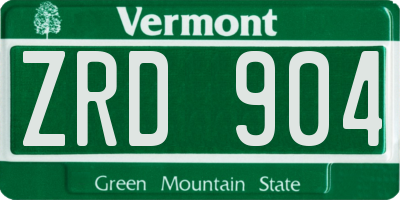 VT license plate ZRD904