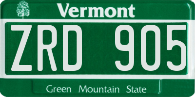 VT license plate ZRD905