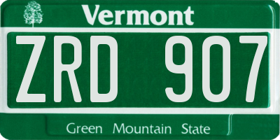 VT license plate ZRD907