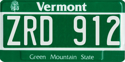 VT license plate ZRD912